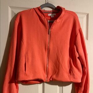 HYFVE Coral-Orange Zip Hoodie with Gold Zipper